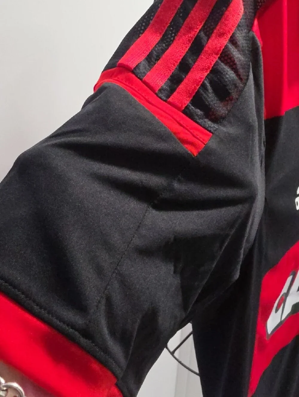 adidas Men’s Black and Red Stripe Soccer Jersey
